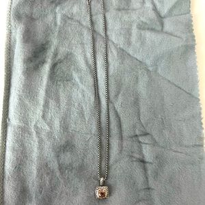 petite Albion David yurman necklace sterling silver morganite pave diamonds